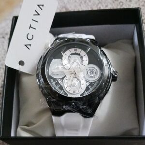 Ativa Men's Black and White Chronograph Watch